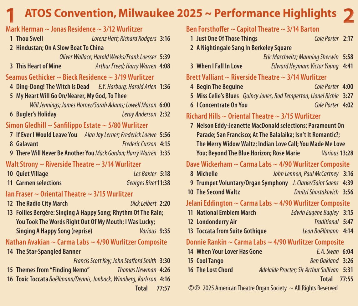 CD Tracks for 2025 Convention CD